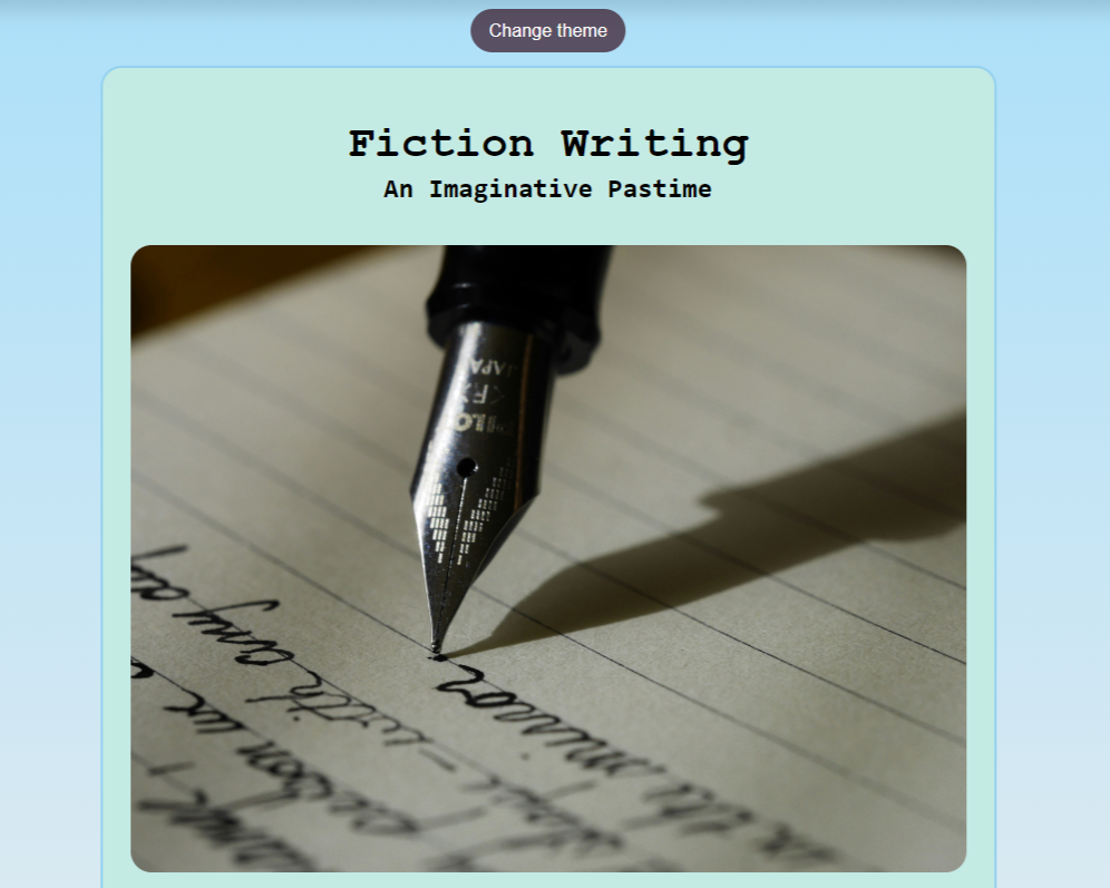 Fiction Writing webpage preview